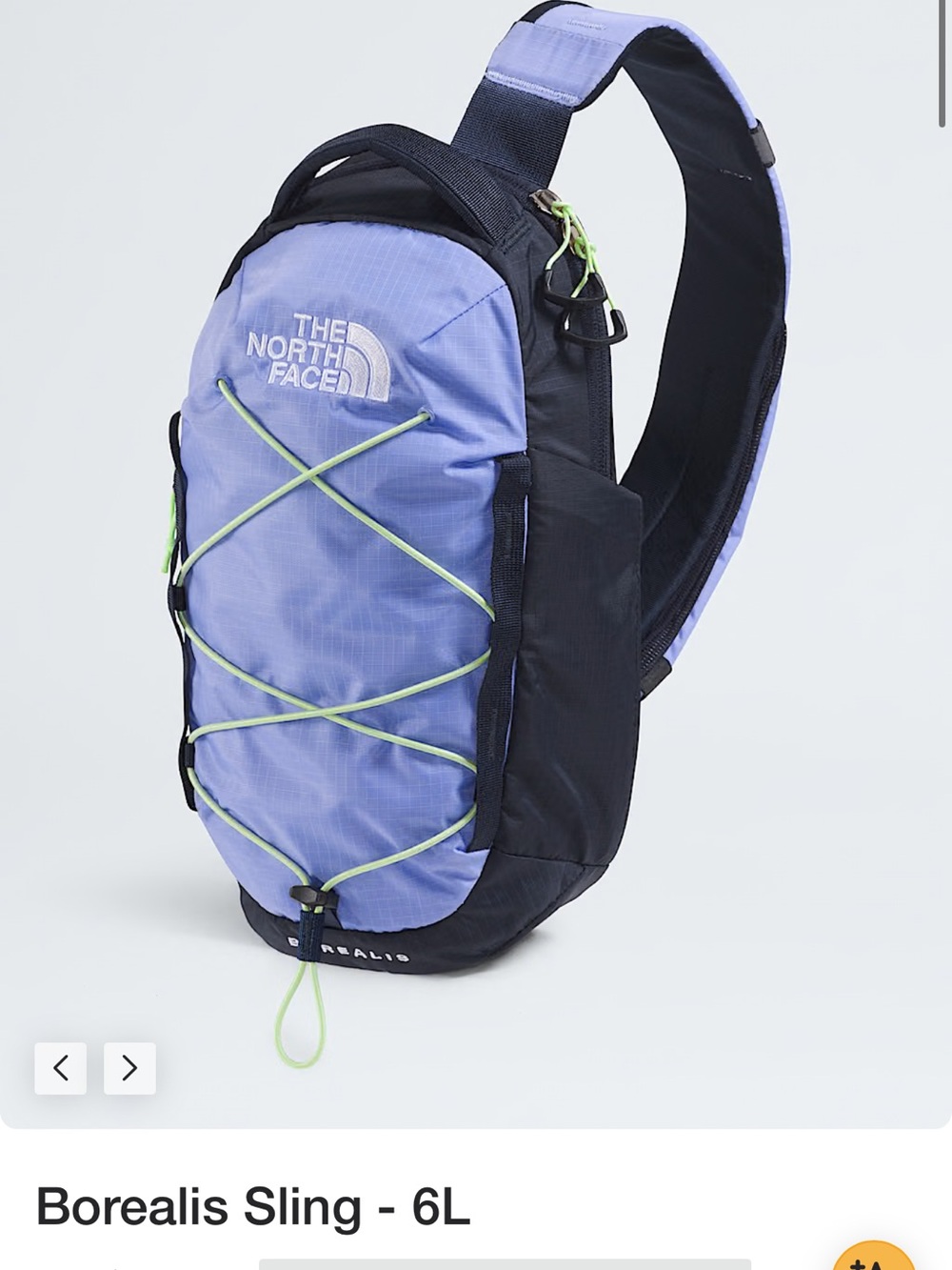 The North Face Borealis Sling in Lavender and Black with Lime Accent